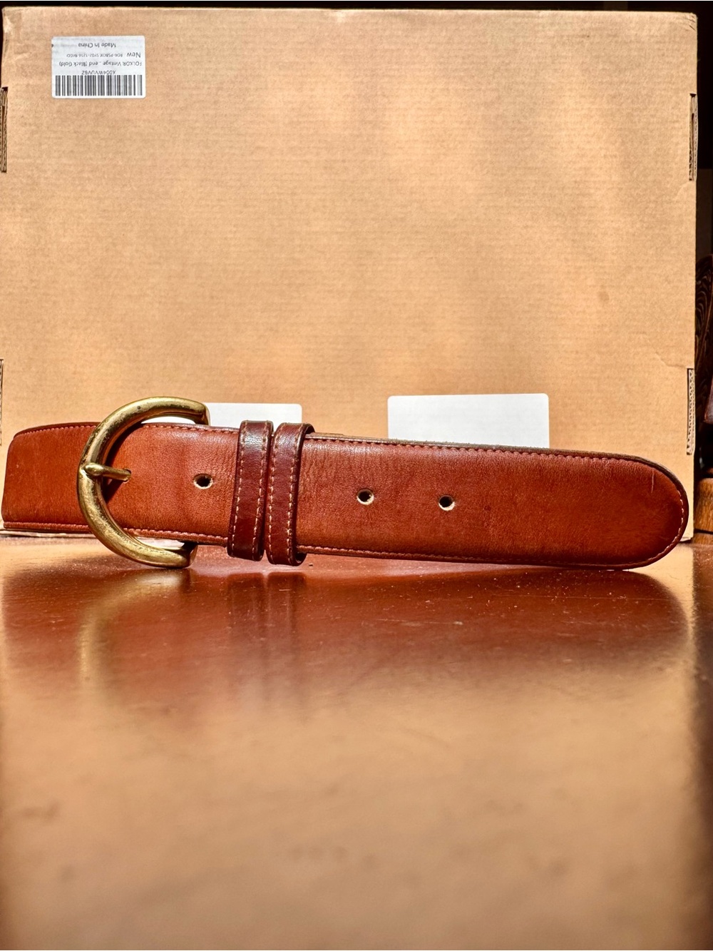 Coach Brown Leather Belt with Brass Buckle
